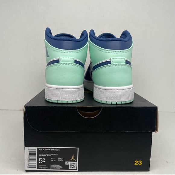 Nike Air Jordan 1 Retro Mid GS “Blue Mint” NEW 2022 - Picture 4 of 4